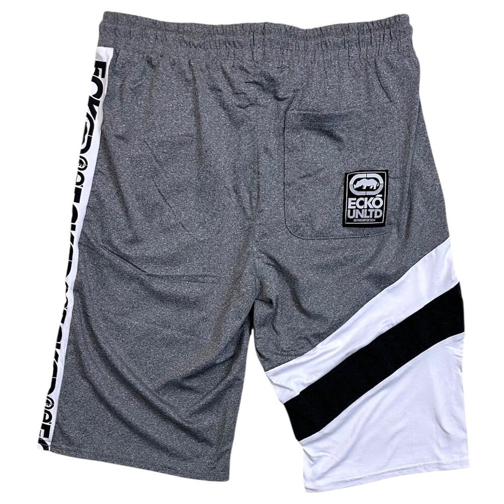Ecko Unltd Men's Panel Stitched Activewear Shorts in Grey Marled - Picture 2 of 3